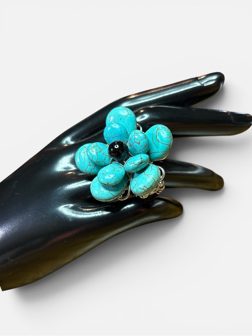 Women's Faux Turquoise Flower Statement Ring